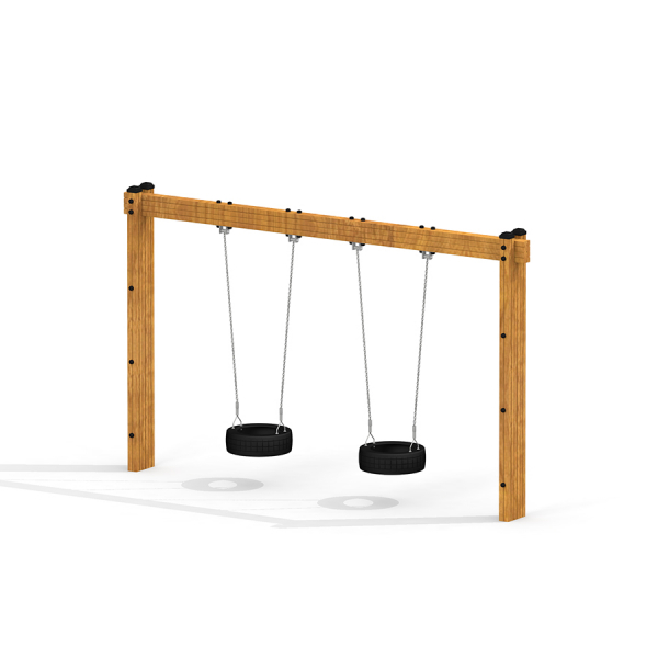 Doppelt Reifenschaukel Holz Ansicht 2