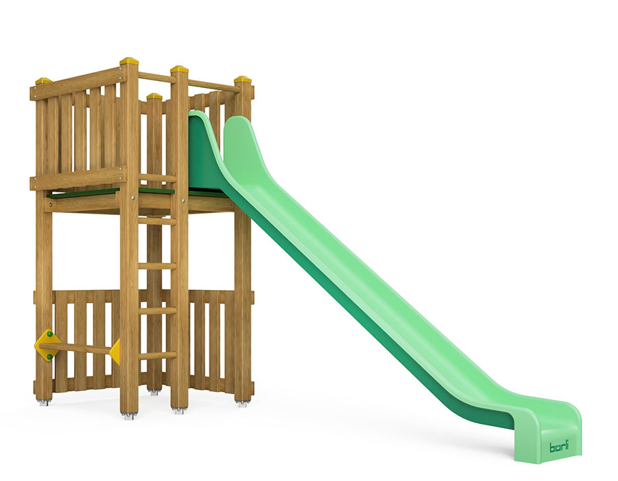 Spielturm-Kombination Eco, Podesthöhe 150 cm, Rutsche Ansicht 2