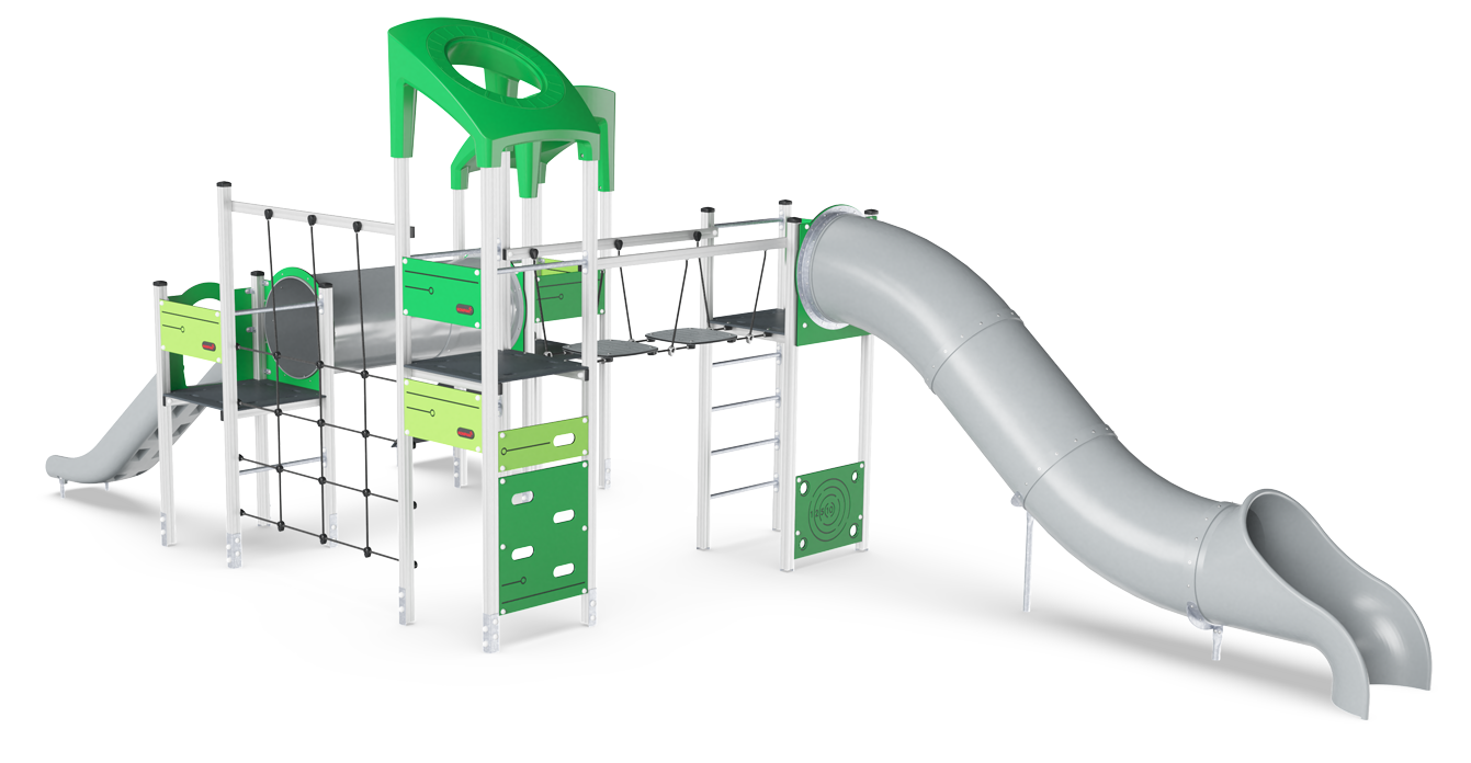 4-Turm-Spielanlage mit Röhrenrutsche KPL4007 Ansicht 3