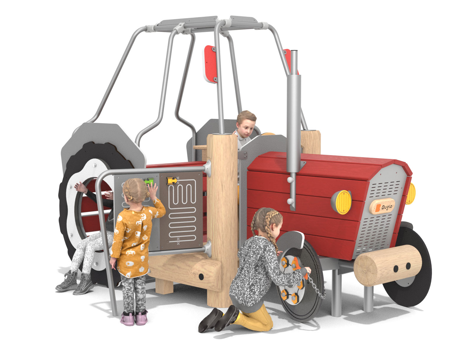 Grosser Robinien-Traktor für Spielplatz Ansicht 2