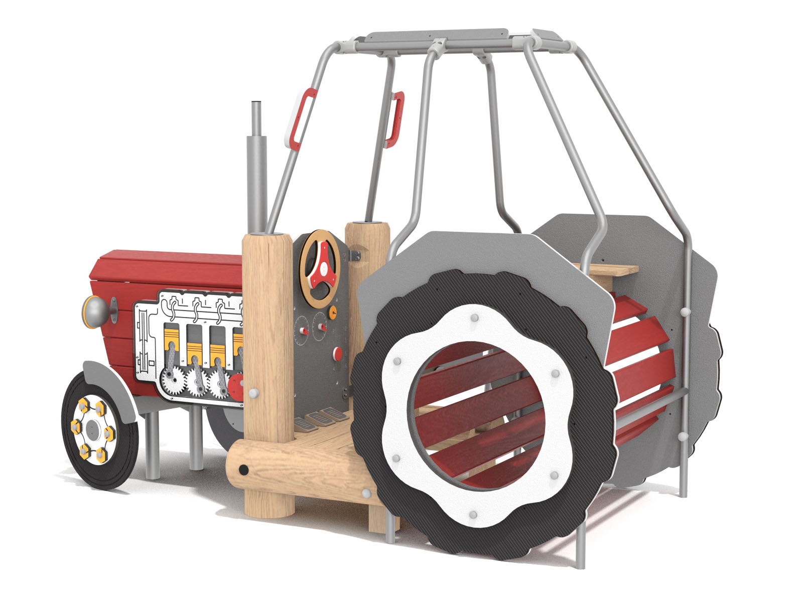 Grosser Robinien-Traktor für Spielplatz Ansicht 3
