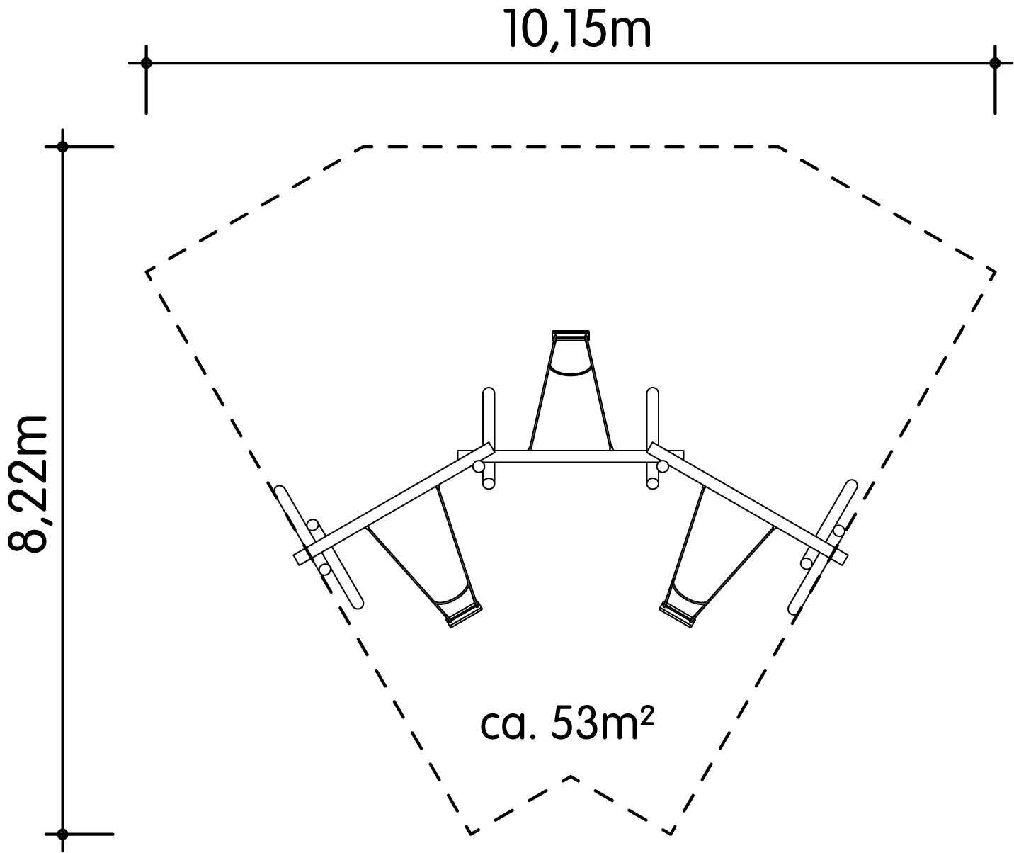 Winkelschaukel 3-fach LH210cm Ansicht 4