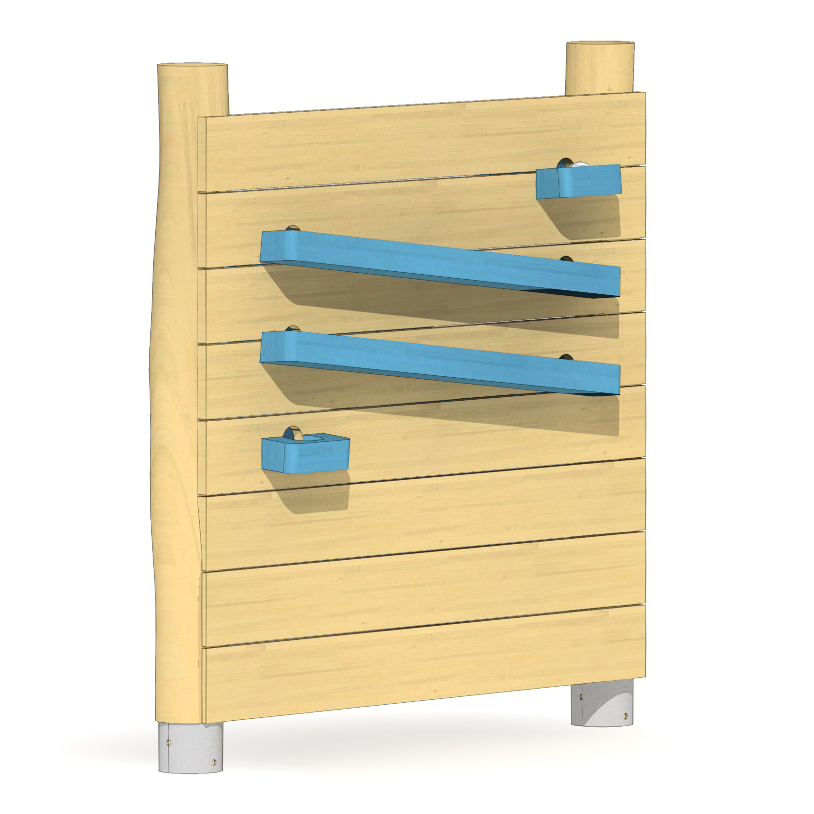 Holzwand mit Murmelbahn Ansicht 2