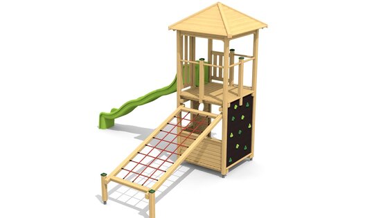 Kletterturm bimbo 1 mit Wellenrutsche, Bimbo Spielplatzgeräte (Hinnen AG)
