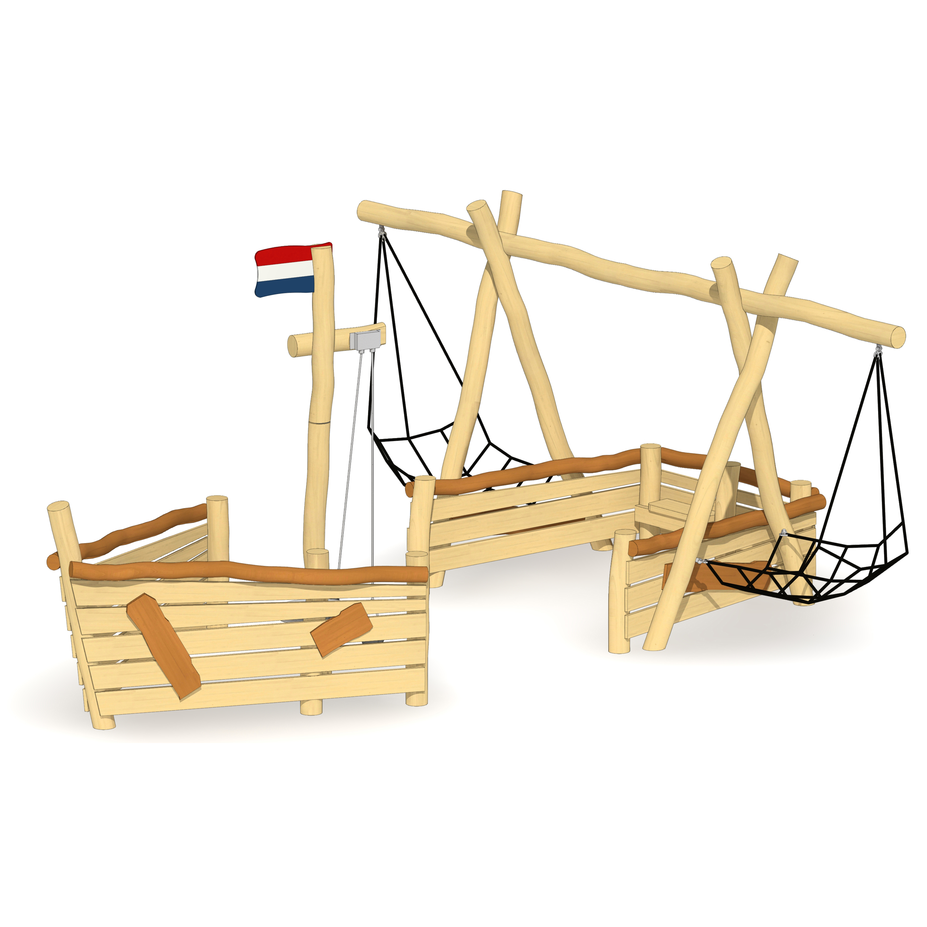 Sandkasten-Schiff Arnheim mit Lümmelnetzen Ansicht 2