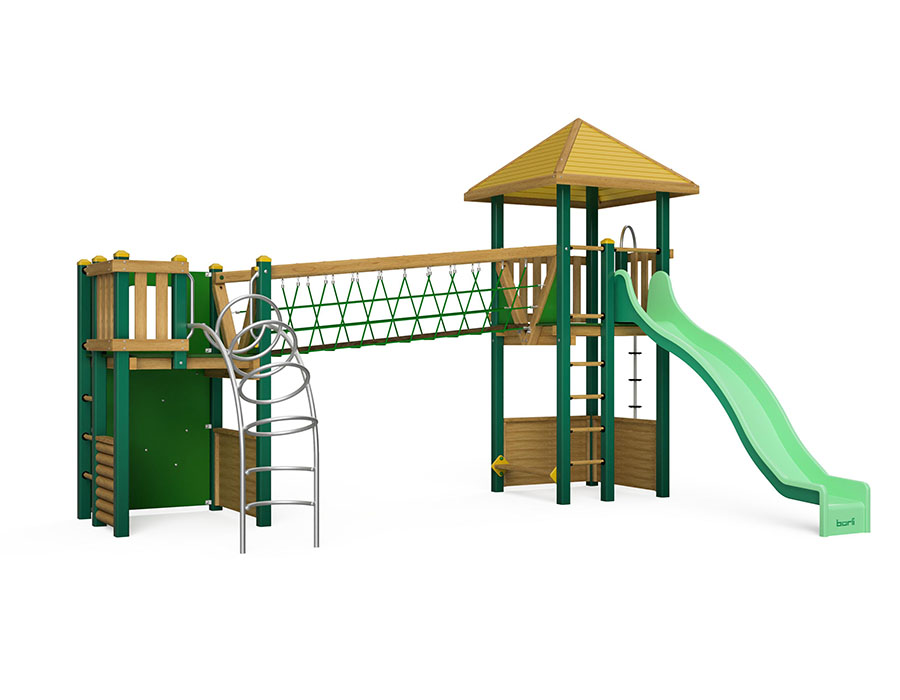 Spielturm-Kombination Holz/Aluminium Ansicht 2