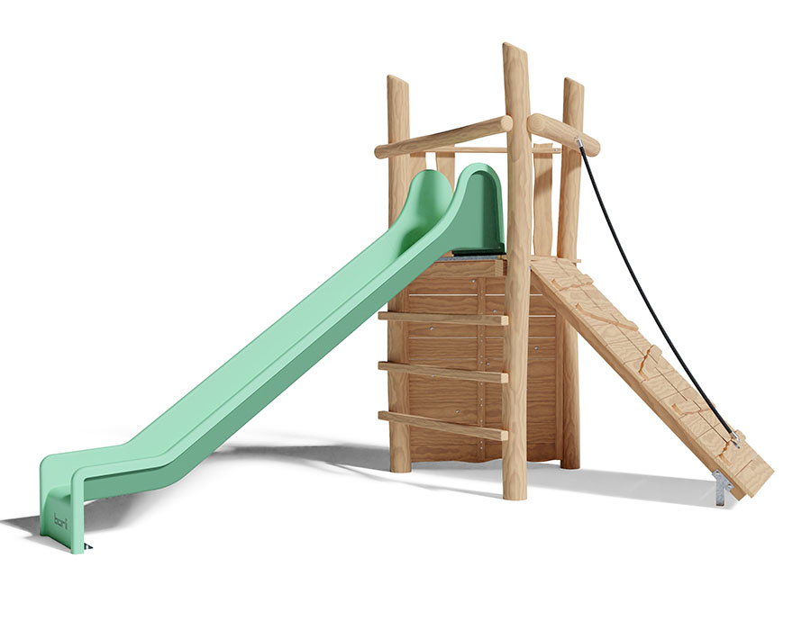 Spielturm-Kombination Robinie, Podesthöhe 150 cm, Rutsche Ansicht 2