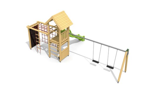 Kletterturm Kombi 2 mit 2er Schaukel Ansicht 2