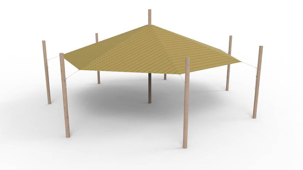 Sonnensegelhütte HDPE mit 8 Pfosten Ansicht 2