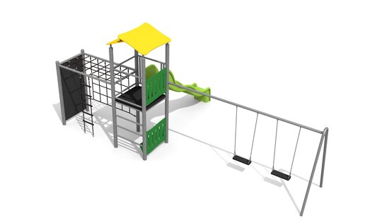 Kletterturm Kombi 2 mit 2er Schaukel steel Ansicht 3