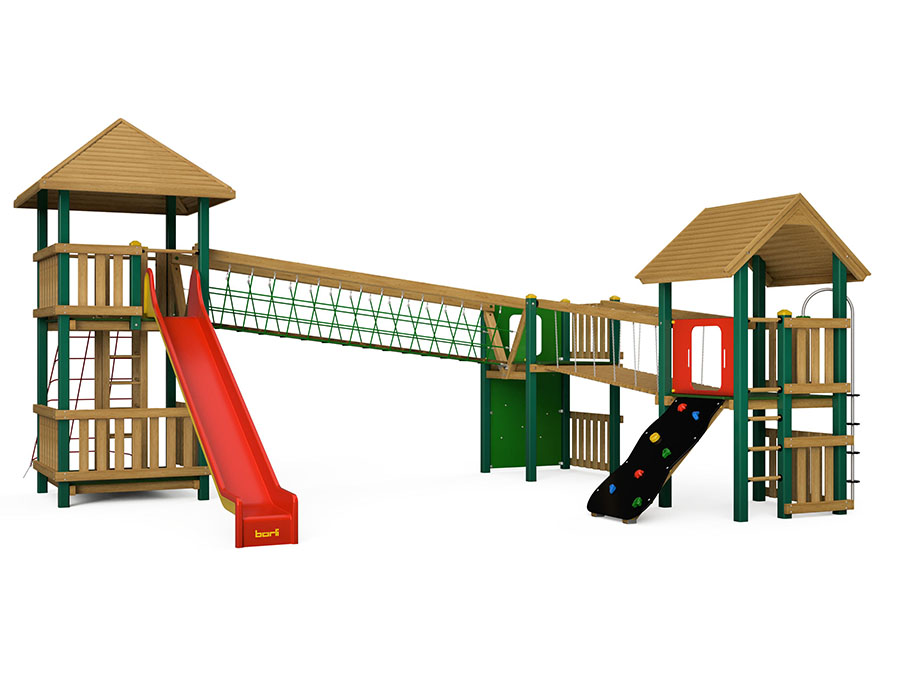 Spielturm-Kombination Holz/Aluminium Ansicht 2