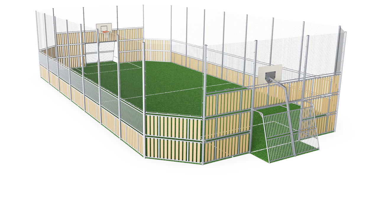 MUGA, 12 x 24 m, Seitenhöhe 5 m; Holzoptik FRE600203 Ansicht 2