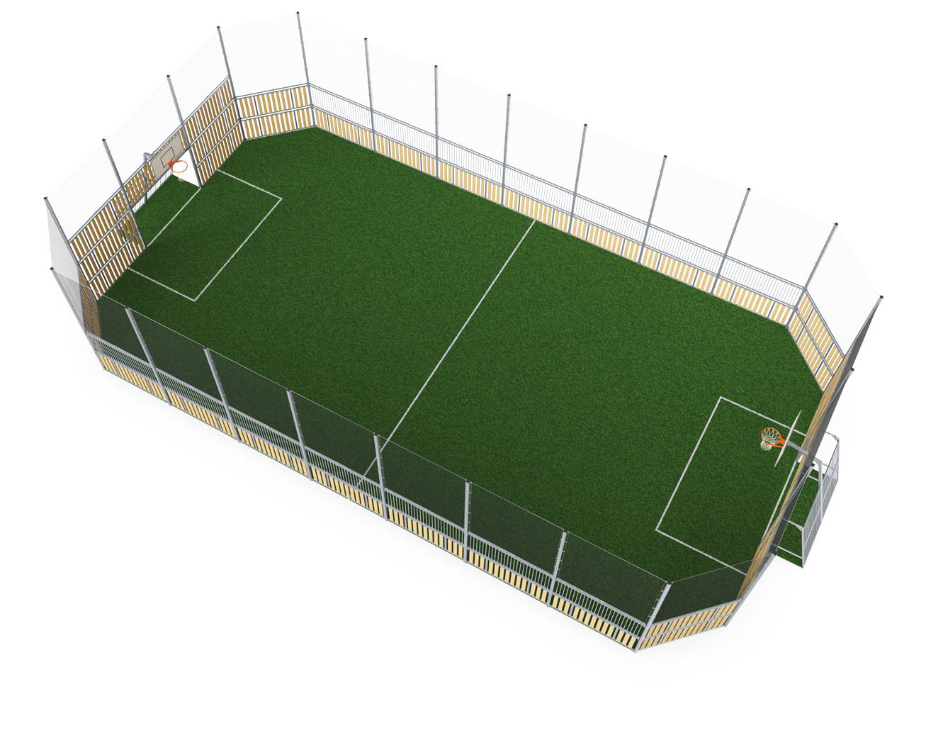 MUGA, 12 x 24 m, Seitenhöhe 5 m; Holzoptik FRE600203 Ansicht 3