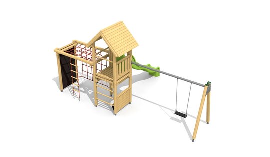 Kletterturm Kombi 2 mit 1er Schaukel Ansicht 1