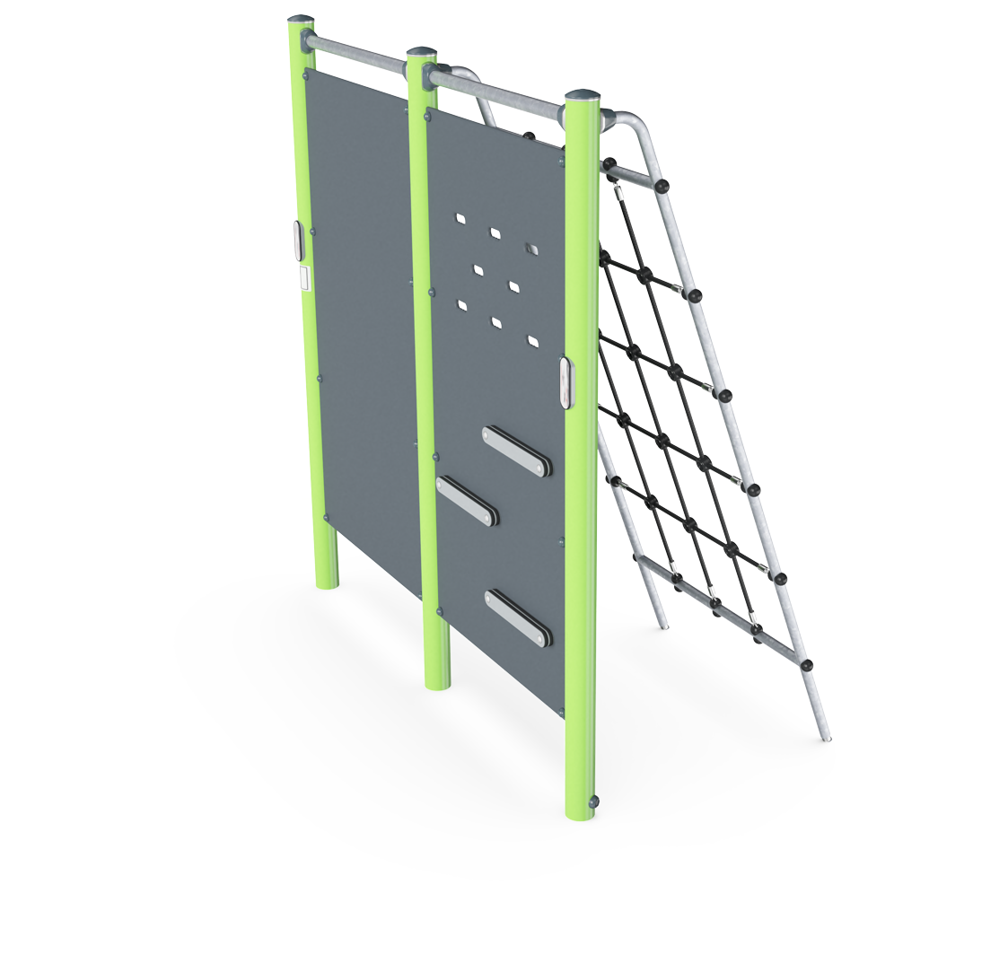 Hinderniswand mit Kletternetz FSW216 Ansicht 2