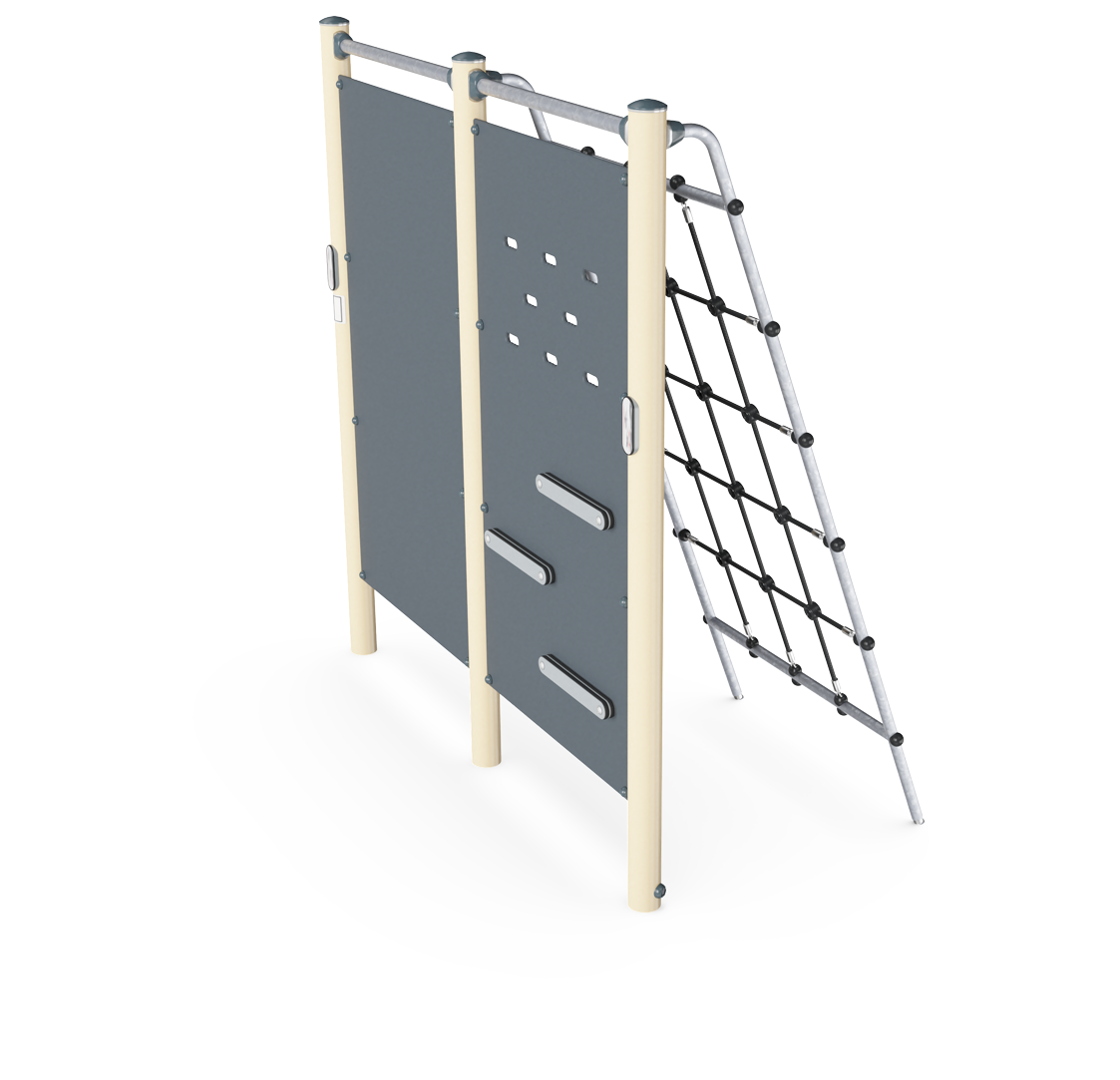 Hinderniswand mit Kletternetz FSW216 Ansicht 3