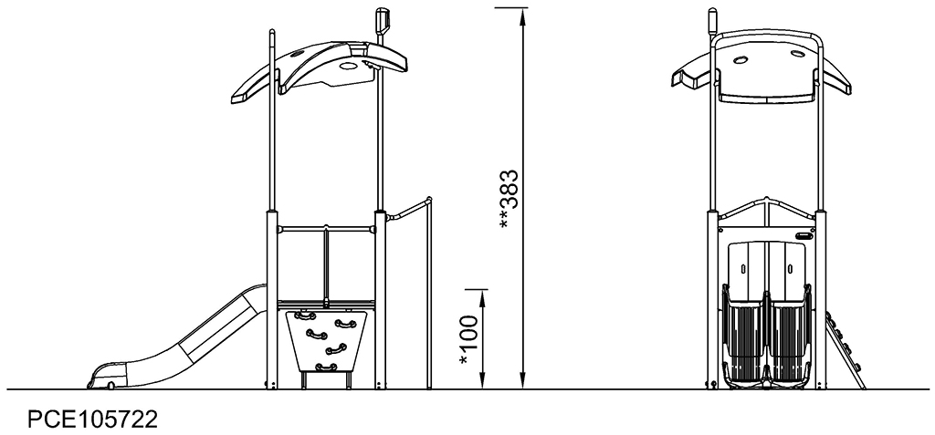 1-Turm-Spielanlage Performer mit Dach PCE105722 Ansicht 3