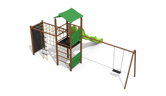 Kletterturm Kombi 2 mit 1er Schaukel steel color Ansicht 3