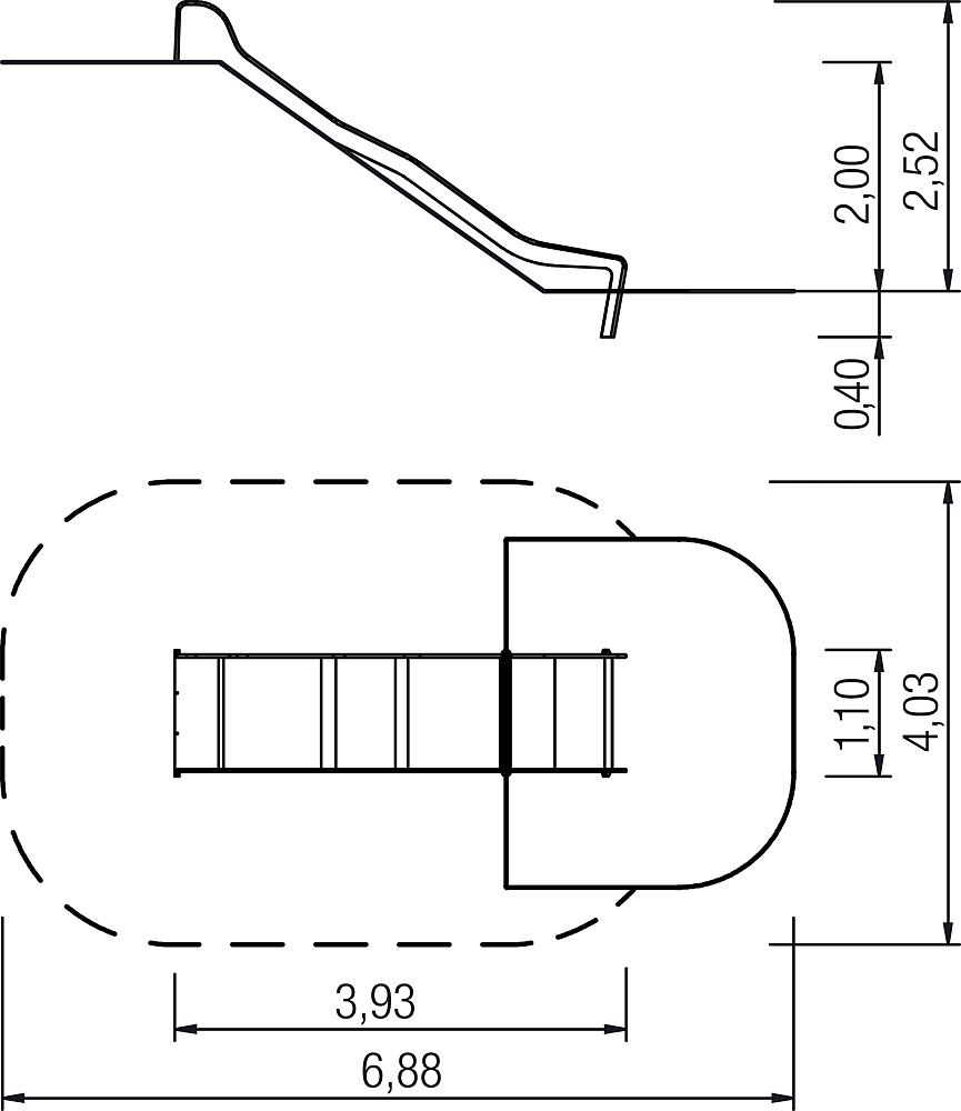 Hügelrutsche mit Wellen breit PH 200 cm, V2A Ansicht 3