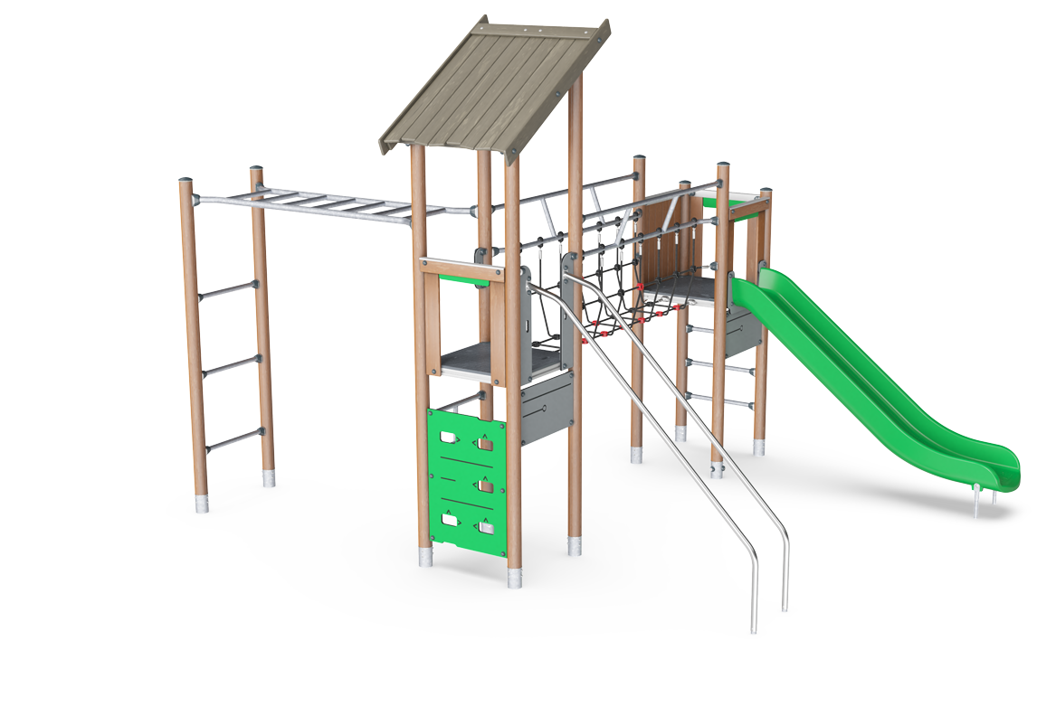 2-Turm-Spielanlage mit Hangelstrecke PCW210421 Ansicht 2