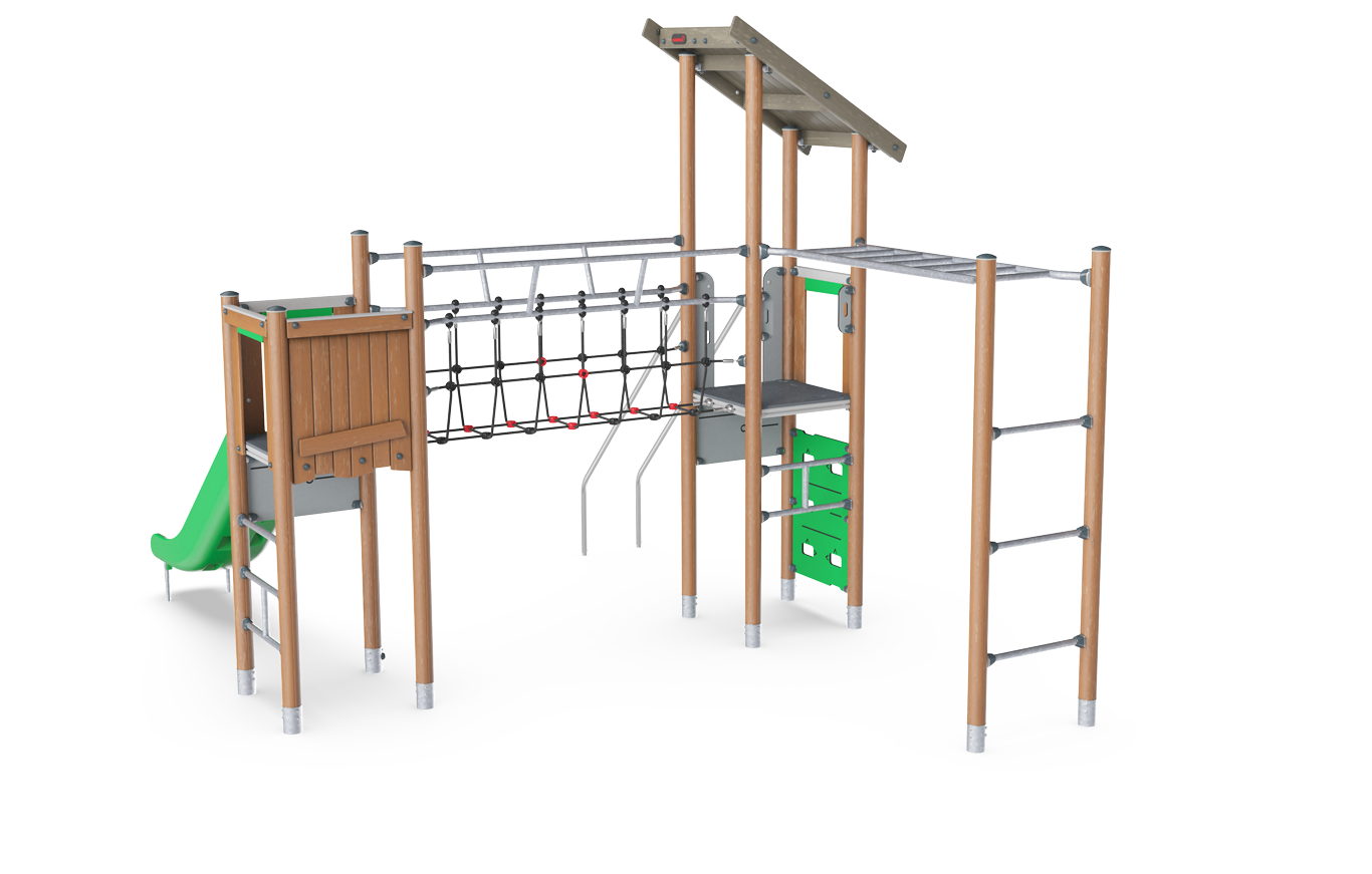 2-Turm-Spielanlage mit Hangelstrecke PCW210421 Ansicht 3