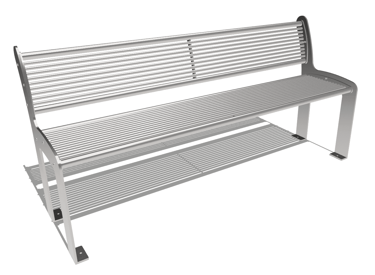 Bank Genf ohne Lehne, Edelstahl Inox Ansicht 3