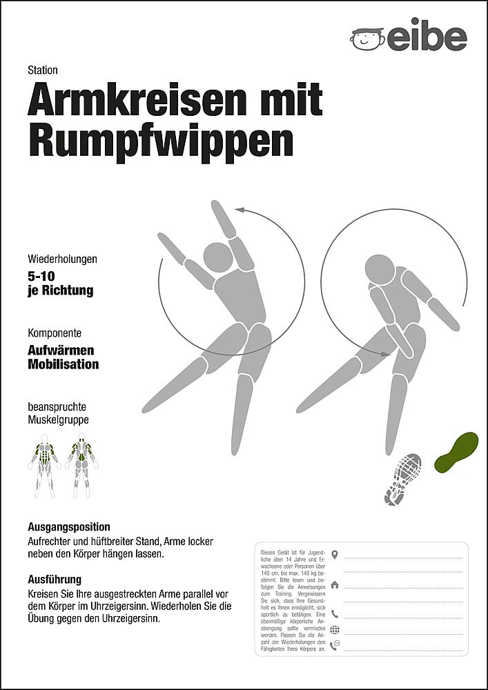 Trimm-dich-Pfad Trainingsschild Armkreisen mit Rumpfwippen Ansicht 4