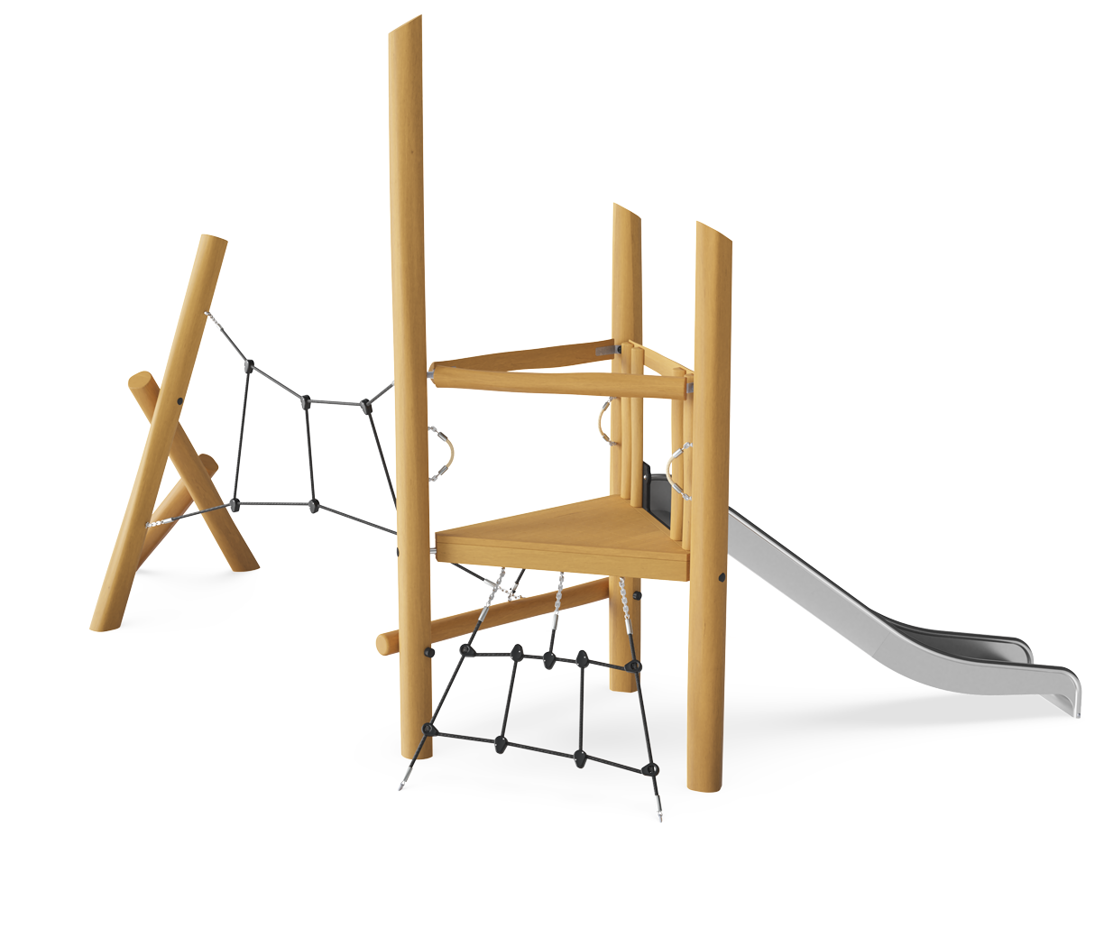 1-Turm-Spielanlage mit Kletternetz NRO1004 Ansicht 2
