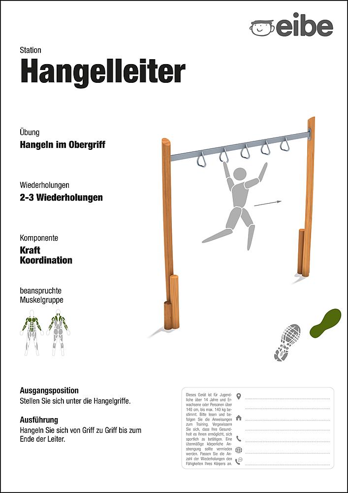 Trimm-dich-Pfad Trainingsschild Hangelstation Ansicht 4