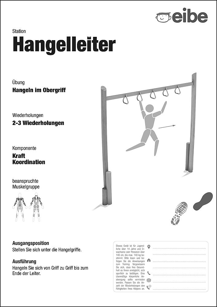 Trimm-dich-Pfad Trainingsschild Hangelstation Ansicht 6