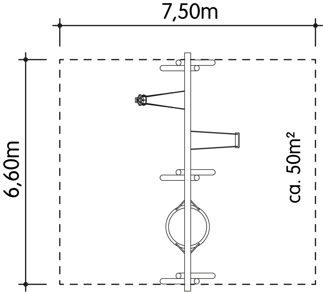 Schaukel-Nestkorb-Kombi 2-fach LH210cm, 1 Kleinkind-Schaukelsitz Ansicht 4