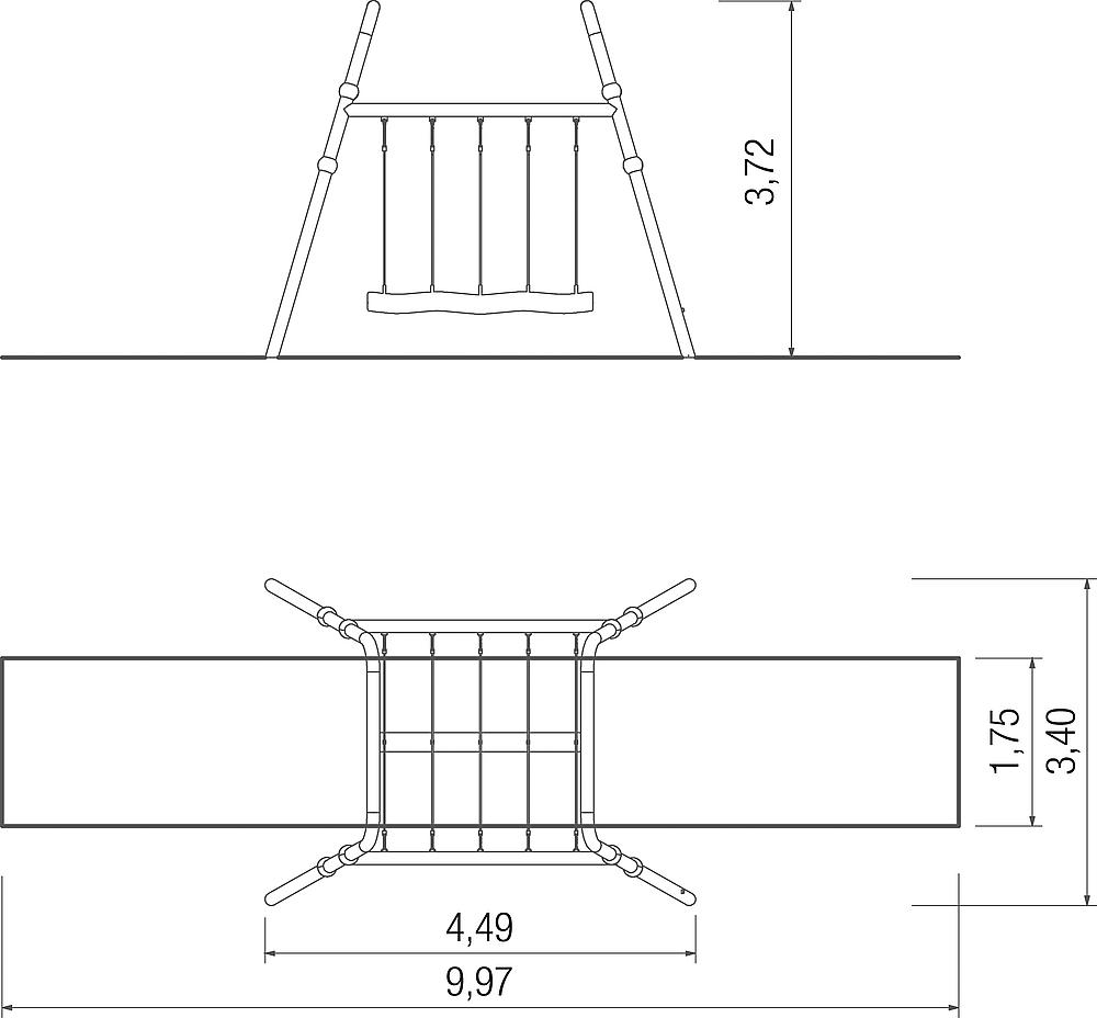 Metall-Pendelschaukel Ansicht 6