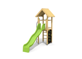 Kletterturm 1 mit 2er Schaukel - farbig lasiert Ansicht 2