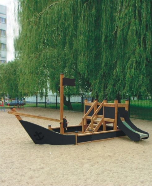 Kleines Schiff Sandkasten mit Rutsche Ansicht 6