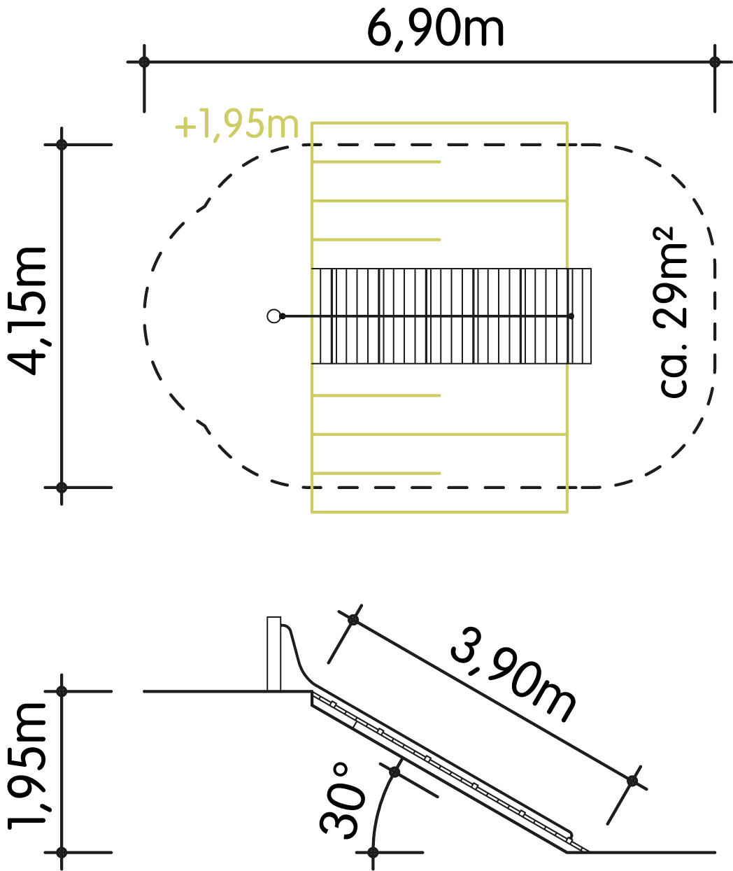 Schräge Rampe mit Seil PH195cm Ansicht 4