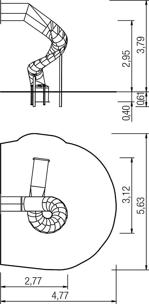Muldenanbaurutsche 270 Grad PH 295 cm, rechts gewendelt, V2A Ansicht 4