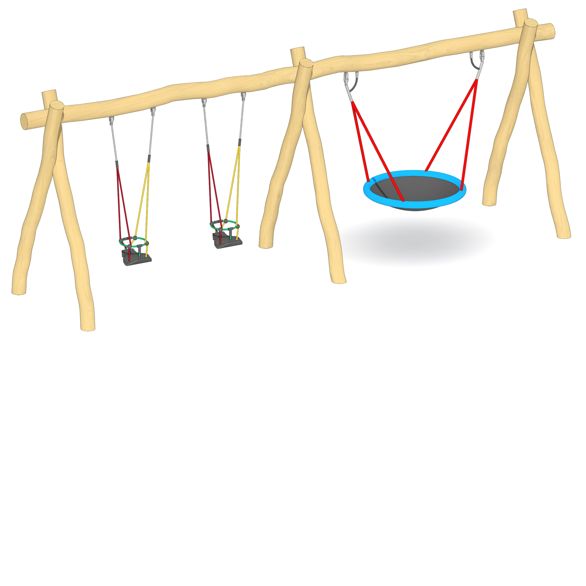 Schaukel-Nestkorb-Kombi 2-fach LH210cm, 2 Kleinkind-Schaukelsitze Ansicht 2
