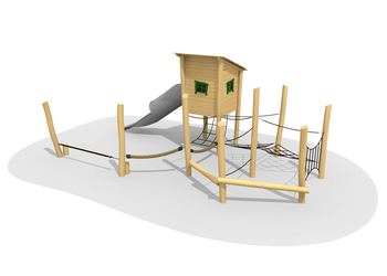 Netzhütte Kletterlandschaft 2 mit Pultdach Ansicht 4