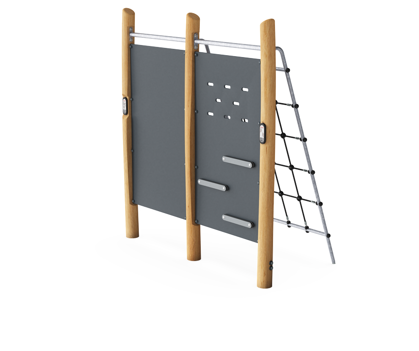 Hinderniswand mit Kletternetz Robinia FRO216 Ansicht 2