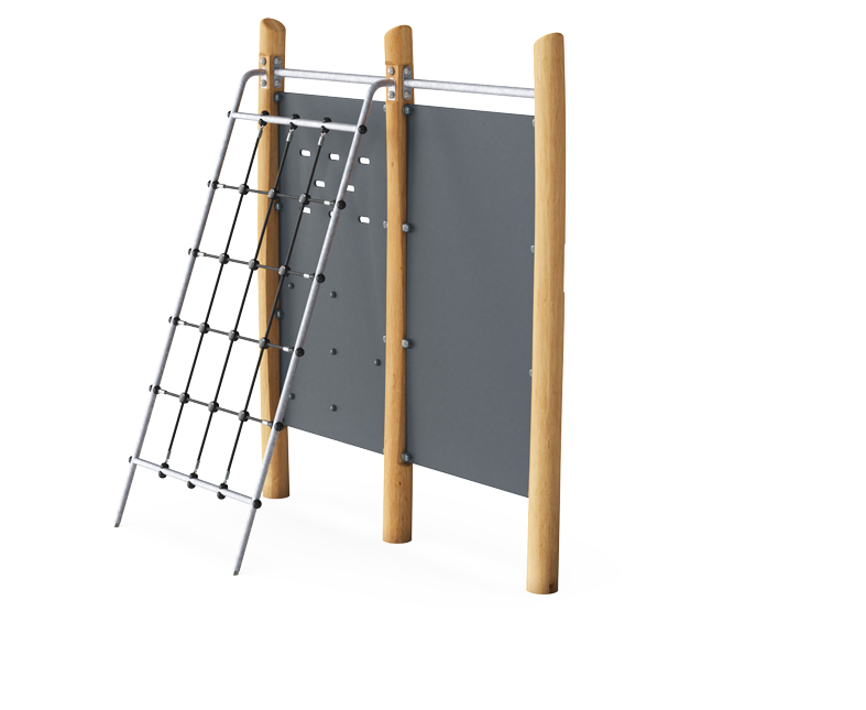 Hinderniswand mit Kletternetz Robinia FRO216 Ansicht 3