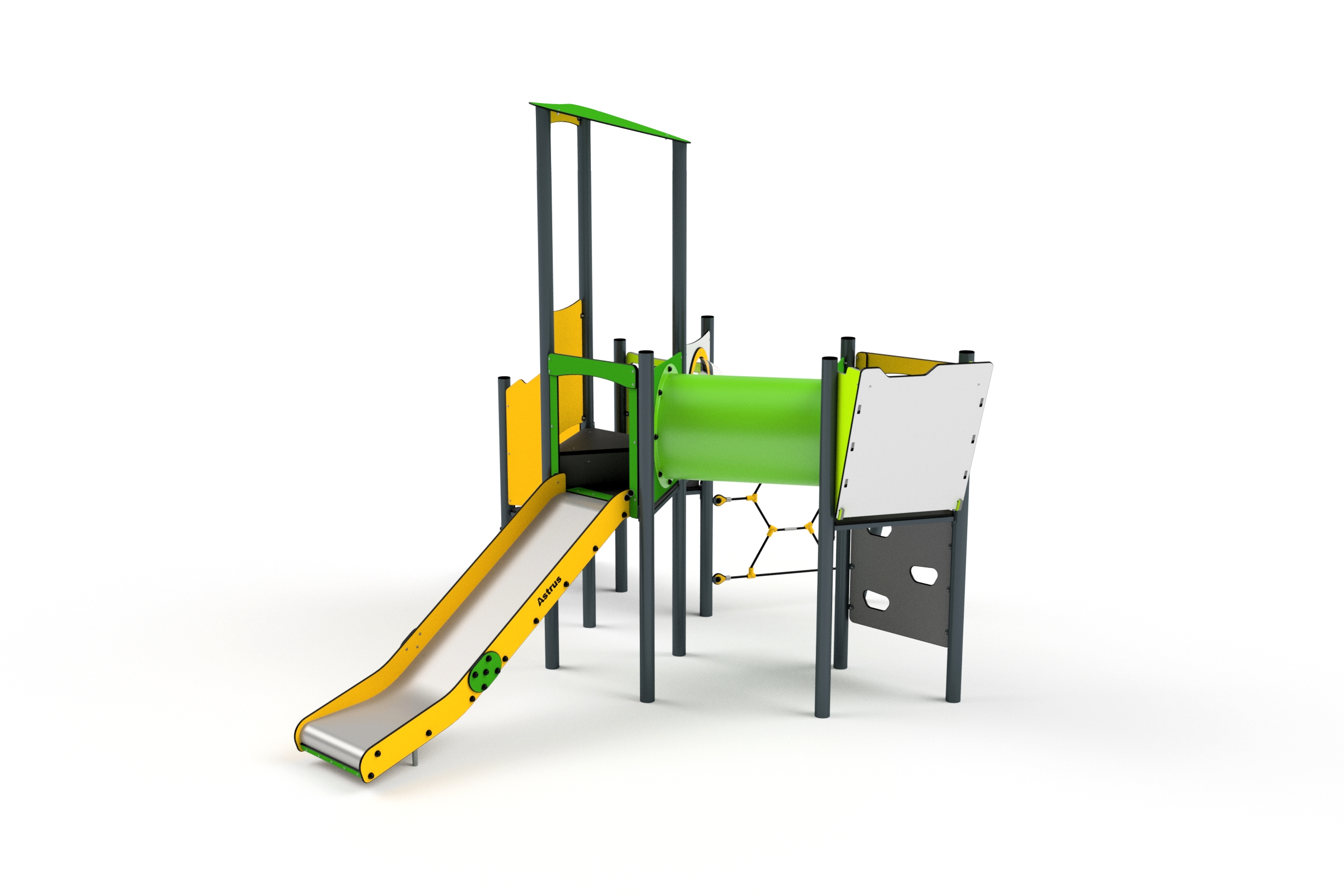 11057 Turm mit Rutsche, Kletterwand, Tunnel, Netz, Kletterwand und Spielwand Ansicht 2
