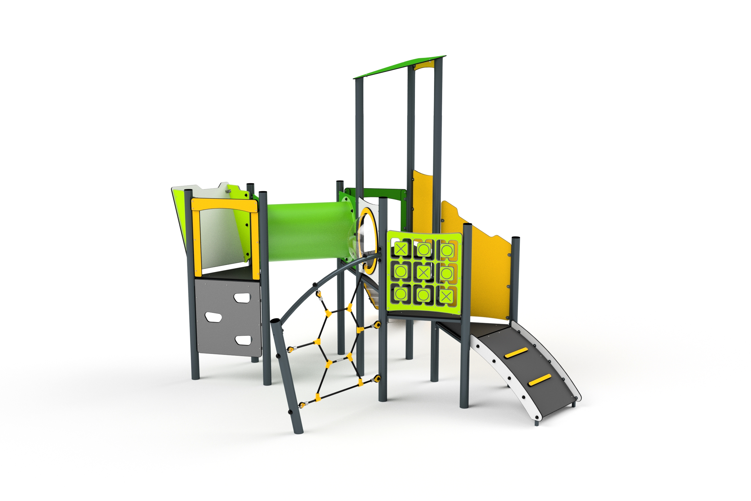 11057 Turm mit Rutsche, Kletterwand, Tunnel, Netz, Kletterwand und Spielwand Ansicht 3