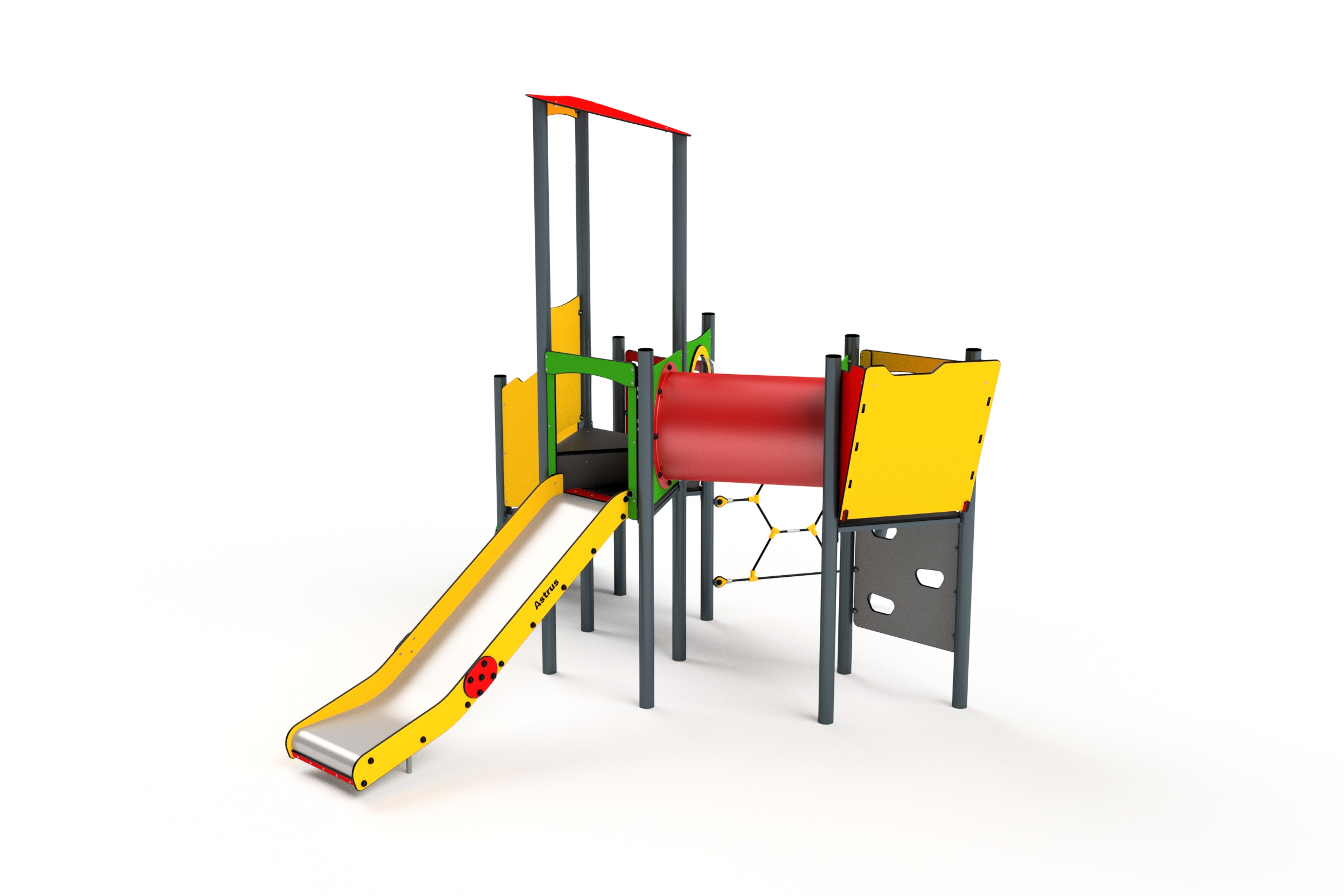 11057 Turm mit Rutsche, Kletterwand, Tunnel, Netz, Kletterwand und Spielwand Ansicht 4