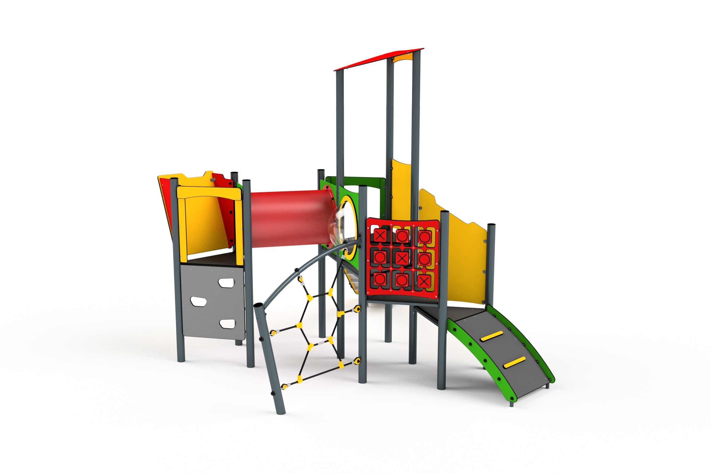 11057 Turm mit Rutsche, Kletterwand, Tunnel, Netz, Kletterwand und Spielwand Ansicht 5