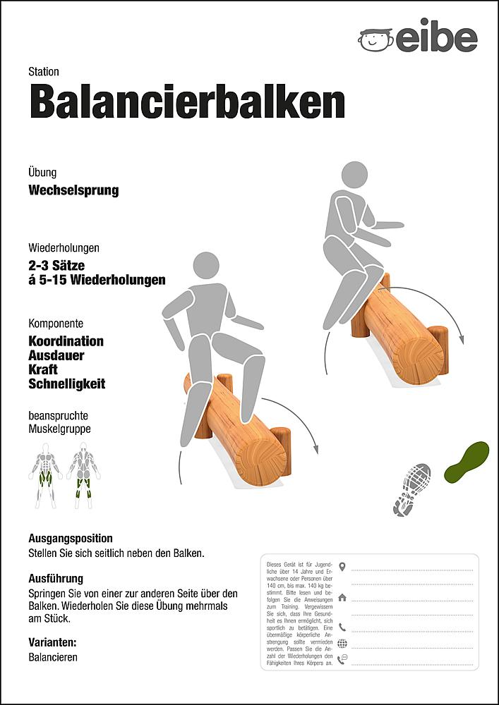 Trimm-dich-Pfad Trainingsschild Balancierbalken Ansicht 5