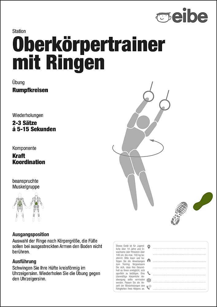 Trimm-dich-Pfad Trainingsschild Oberkörpertrainer mit Ringen Ansicht 4