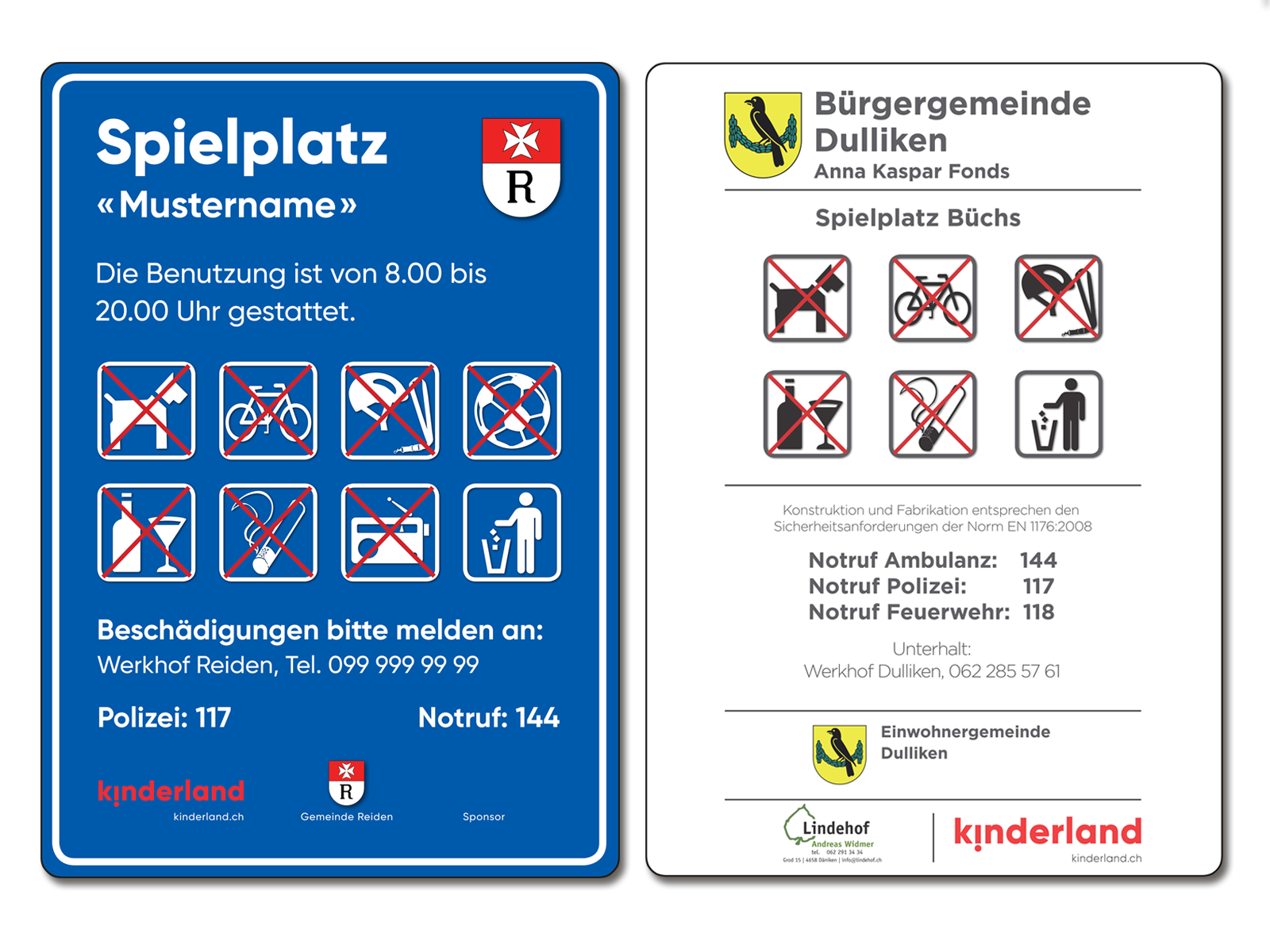 Spielplatz-Tafel klein, bedruckt, für Wandmontage Ansicht 1