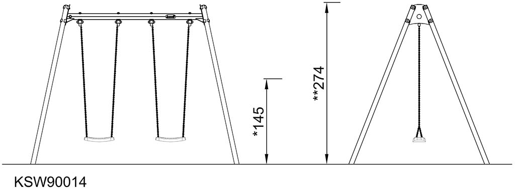 KOMPAN Doppelschaukel H:2,5m Ansicht 5