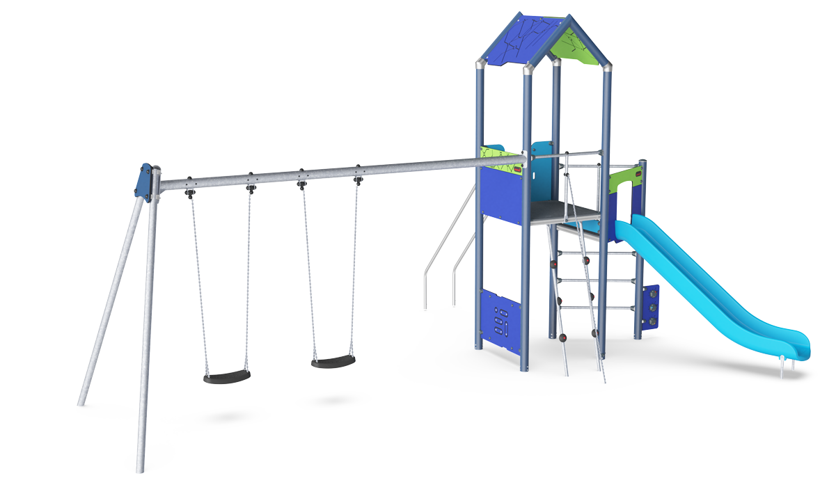 Spielturm mit Doppelschaukel PCM110721 Ansicht 2