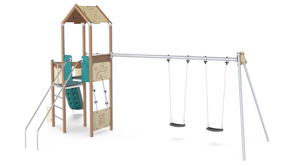 Spielturm mit Doppelschaukel PCM110721 Ansicht 3